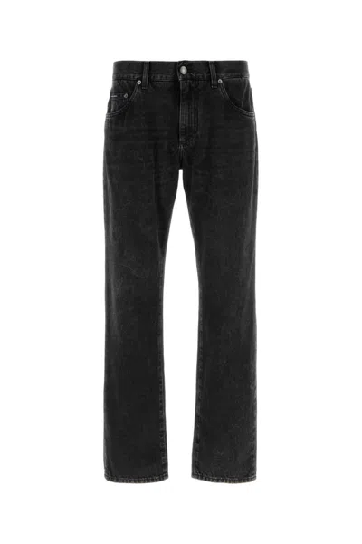 DOLCE & GABBANA BLACK STRAIGHT LEG LOGO JEANS