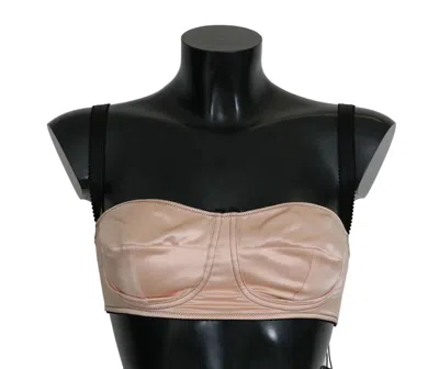 DOLCE & GABBANA BLACK STRAPS PINK BALCONCINO BRA