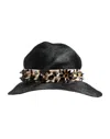 Dolce & Gabbana Black Straw Crystal Embellished Wide Brim Hat In Black