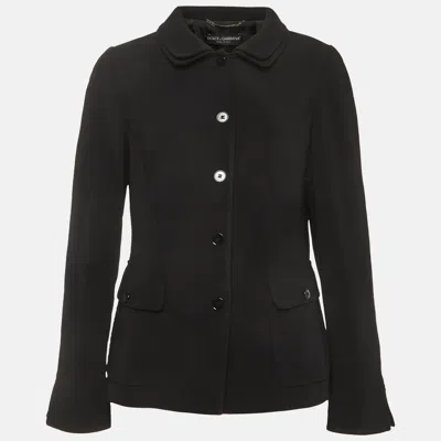 Pre-owned Dolce & Gabbana Black Stretch Crepe Button Front Jacket L