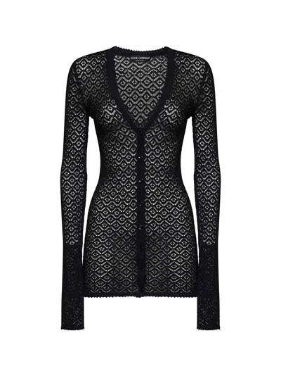 Dolce & Gabbana Black Stretch Lace Long Cardigan