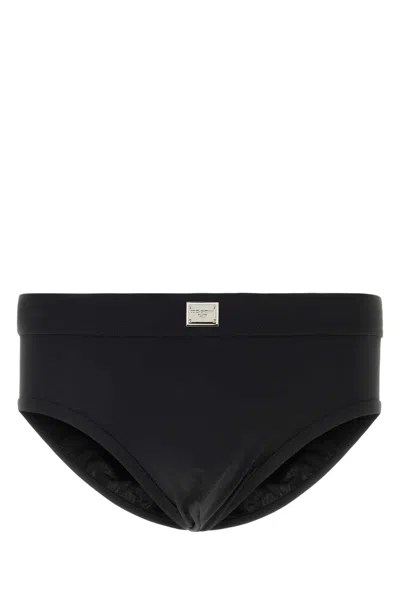 DOLCE & GABBANA DOLCE & GABBANA BLACK STRETCH NYLON SWIMMING BRIEF