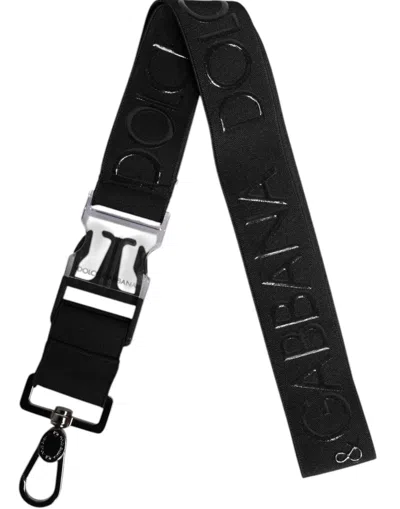 Dolce & Gabbana Black Stretch Polyester Rubberised Dg Logo Keychain