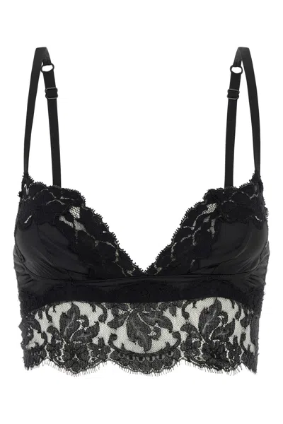 Dolce & Gabbana Black Stretch Satin Bra