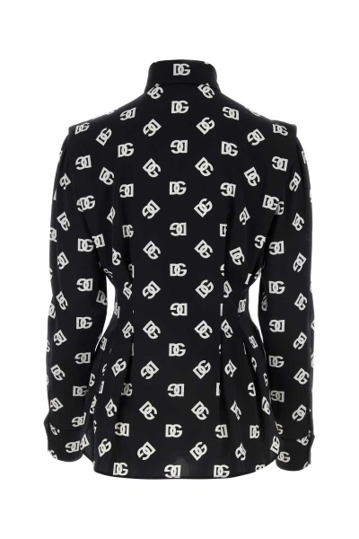 Dolce & Gabbana Black Stretch Silk Shirt In Black&white