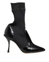 Dolce & Gabbana Black Stretch Stilettos Booties Socks Shoes In Black