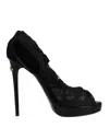 Dolce & Gabbana Black Cordonetto Ricamo Pump Open Toe Shoes