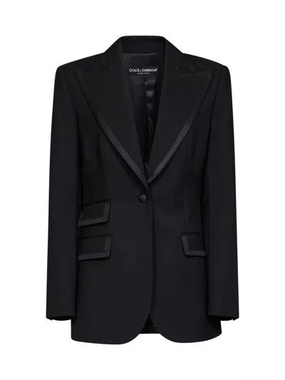 Dolce & Gabbana Black Stretch Twill Turlington Single-breasted Jacket