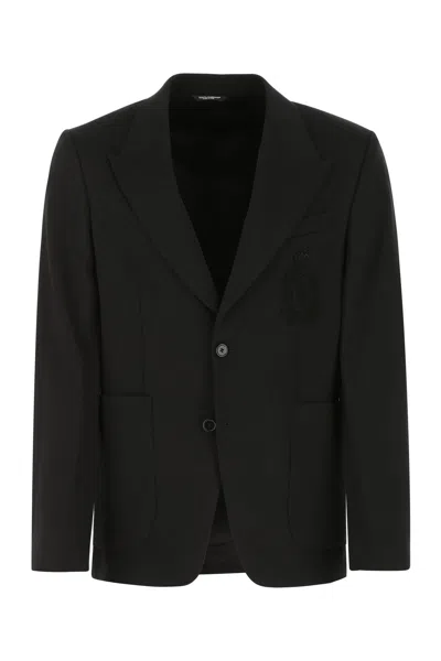 DOLCE & GABBANA BLACK STRETCH VISCOSE BLEND BLAZER
