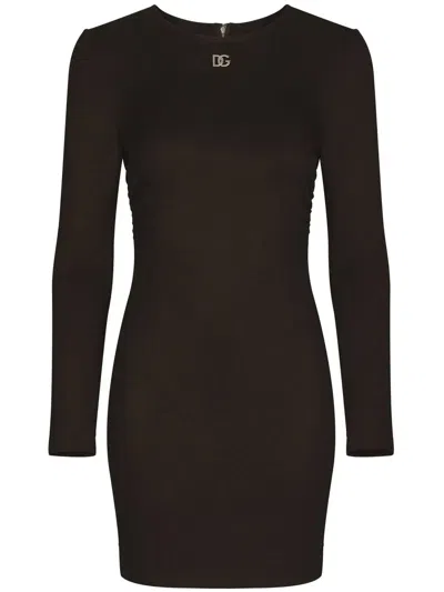 DOLCE & GABBANA DOLCE & GABBANA BLACK STRETCH VISCOSE BLEND DRES