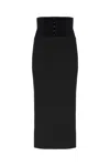 Dolce & Gabbana High Waist Midi Length Skirt With Back Slit In Black