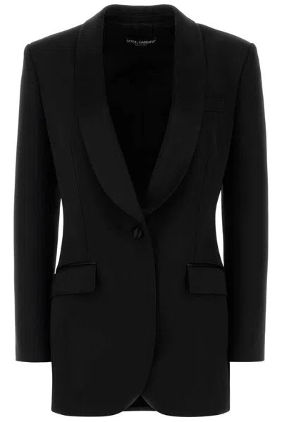 Dolce & Gabbana Black Stretch Wool Blend Blazer