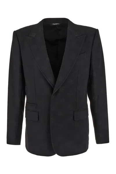 Dolce & Gabbana 'new Sicilia' Black Single-breasted Jacket With Concelaed Fastening