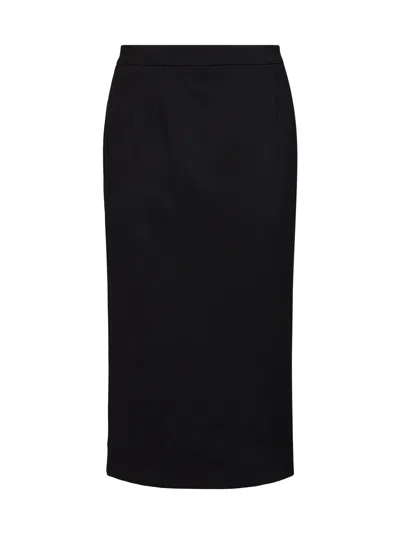 Dolce & Gabbana Black Stretch Wool Midi Pencil Skirt