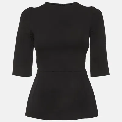 Pre-owned Dolce & Gabbana Black Stretch Wool Peplum Top Xs