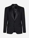 Dolce & Gabbana Black Stretch Wool Sicilia Tuxedo Blazer In Black