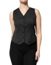 Dolce & Gabbana Black Striped Button Down Sleeveless Vest Top