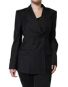 Dolce & Gabbana Black Striped Double Breasted Coat Jacket In Black