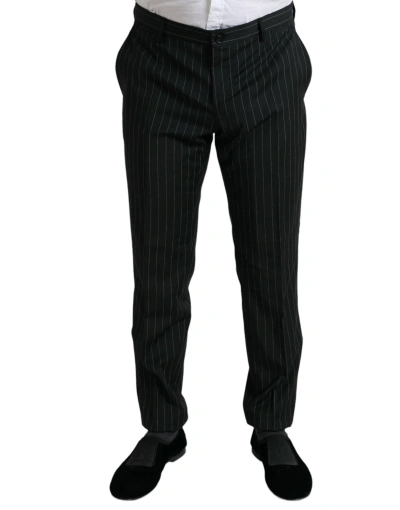 Dolce & Gabbana Black Striped Slim Fit Formal Pants