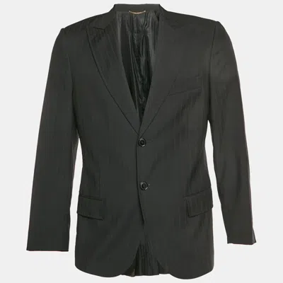 Pre-owned Dolce & Gabbana Black Striped Wool Single Breasted Blazer S