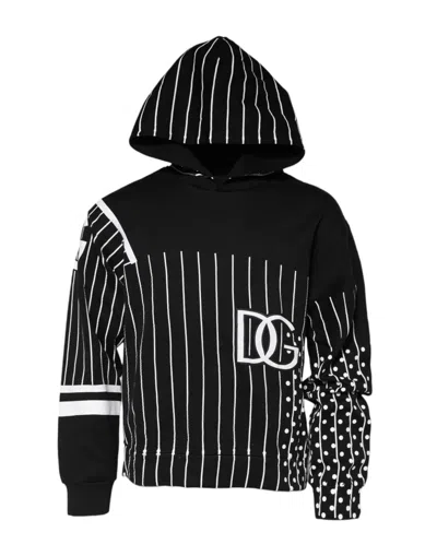 Pre-owned Dolce & Gabbana Black Stripes Hooded Men Sweatshirt Men's Sweater ()