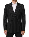 Dolce & Gabbana Black Stripes Sicilia 1 Button Suit Blazer In Black