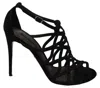 Dolce & Gabbana Black Suede Tulle Ankle Boots Sandal Shoes