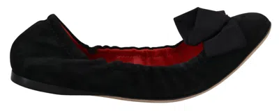 Dolce & Gabbana Black Suede Flat Slip On Ballet Women's Shoes