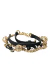 Dolce & Gabbana Black Suede Gold Chain Crystal Waist Belt In Black