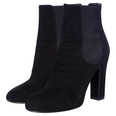 Pre-owned Dolce & Gabbana , Black Suede Heeled Chelsea Boots.