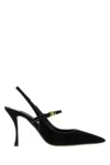 Dolce & Gabbana Italian Tailoring Leather-trimmed Suede Slingback Pumps In Black