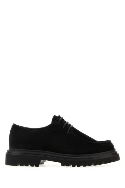 Dolce & Gabbana Black Suede Lace-up Shoes In Animal Print
