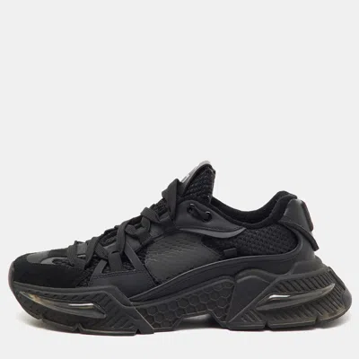 Pre-owned Dolce & Gabbana Black Suede Leather And Mesh Airmaster Sneakers Size 42