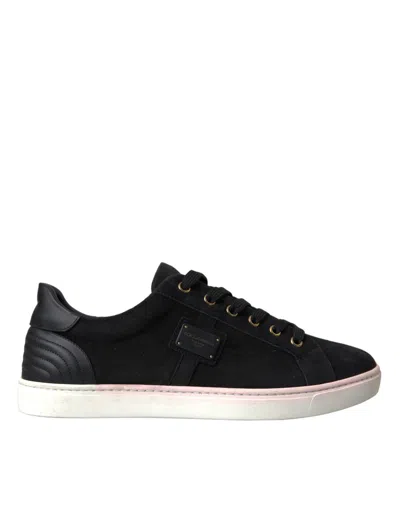 Pre-owned Dolce & Gabbana Black Suede Leather Men Low Top Sneakers Men Men's Shoes ()