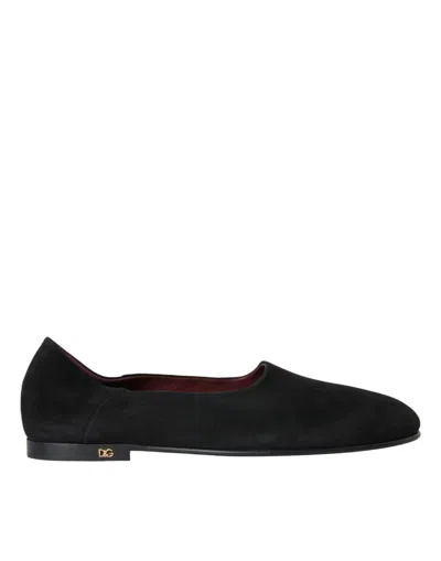 DOLCE & GABBANA BLACK SUEDE LOAFERS FORMAL DRESS SLIP ON SHOES
