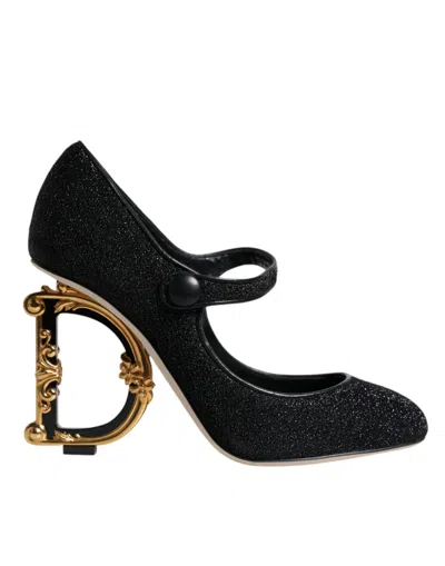 Pre-owned Dolce & Gabbana Black Suede Mary Jane Heel Sandals Women's Shoes ()