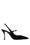 Dolce & Gabbana Italian Tailoring Leather-trimmed Suede Slingback Pumps In Black