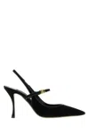 Dolce & Gabbana Italian Tailoring Leather-trimmed Suede Slingback Pumps In Black