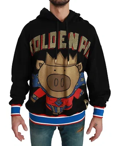 Pre-owned Dolce & Gabbana Black Sweater Pig Of The Year Hooded