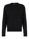 Dolce & Gabbana Men Black Sweater With Tonal Signature Logo In Silk Man In Black