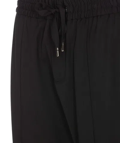 DOLCE & GABBANA BLACK SWEATPANTS WITH DRAWSTRING IN WOOL BLEND MAN