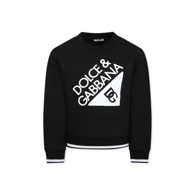 Dolce & Gabbana Black Sweatshirt For Kids With Logo