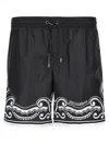 Dolce & Gabbana Bandanna Print Swim Trunks In Black