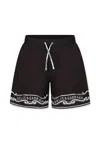 Dolce & Gabbana Black Swim Shorts For Boy With Bandana Print In Black
