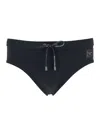 Dolce & Gabbana Black Swim Briefs With Branded Drawstring And Logo Tag In Stretch Polyamide Man In Black