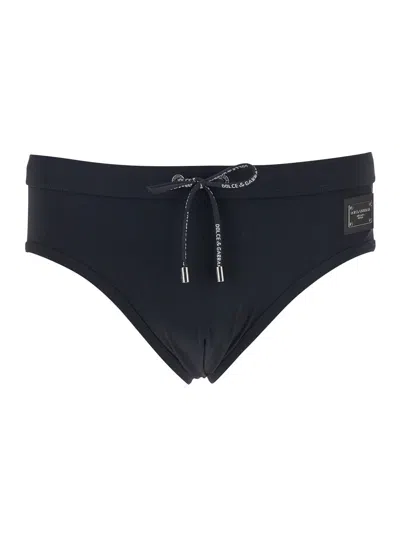 DOLCE & GABBANA DOLCE & GABBANA MEN BLACK SWIMWEAR WITH LOGO DRAWSTRING AND LOGO TAG IN TECH FABRIC MAN