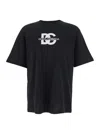 Dolce & Gabbana Black T-shirt With Crew Neck And Printed Logo On The Front