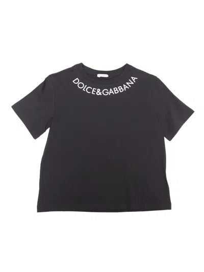 Dolce & Gabbana Kids' Black T-shirt With Logo