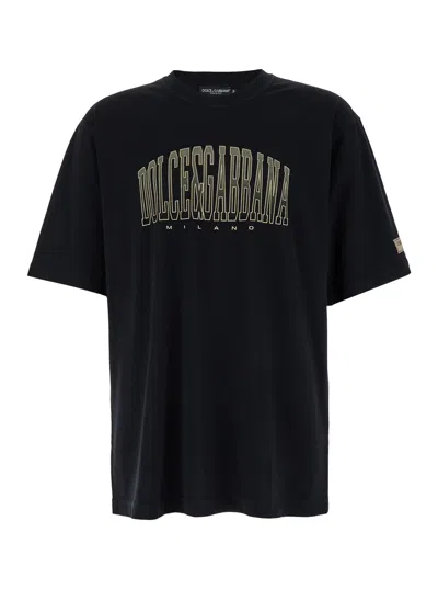 DOLCE & GABBANA T-SHIRT WITH LOGO LETTERING PRINT