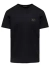 Dolce & Gabbana Black T-shirt With Logo Tag Detail On The Front In Cotton Man